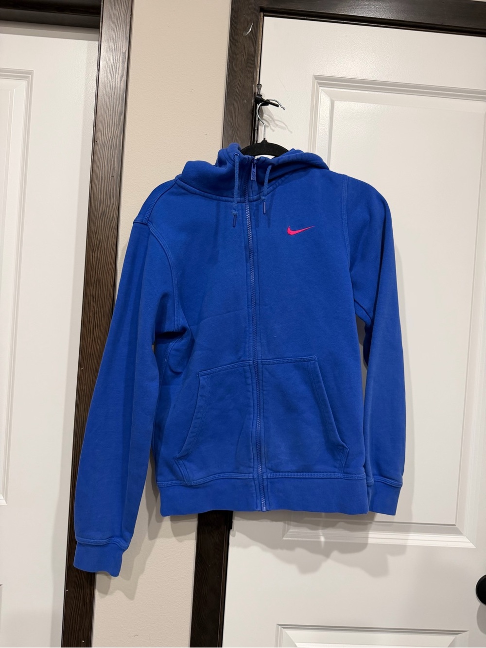 Nike Blue Full-Zip Hoodie with Pink Swoosh